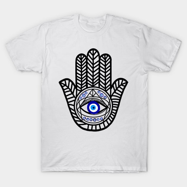 hand of hamsa evil eye T-Shirt by livania